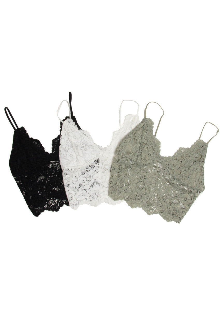 Black Lace Lined Crop Cami