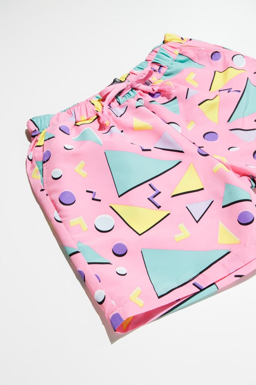 Pink Floating Triangles Volley Shorts