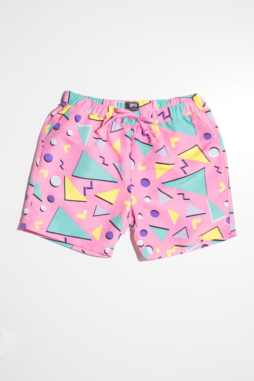 Pink Floating Triangles Volley Shorts