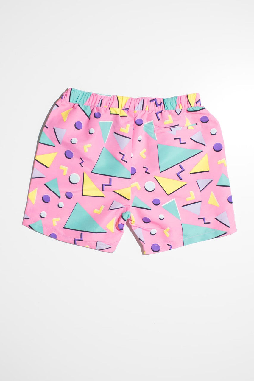 Pink Floating Triangles Volley Shorts