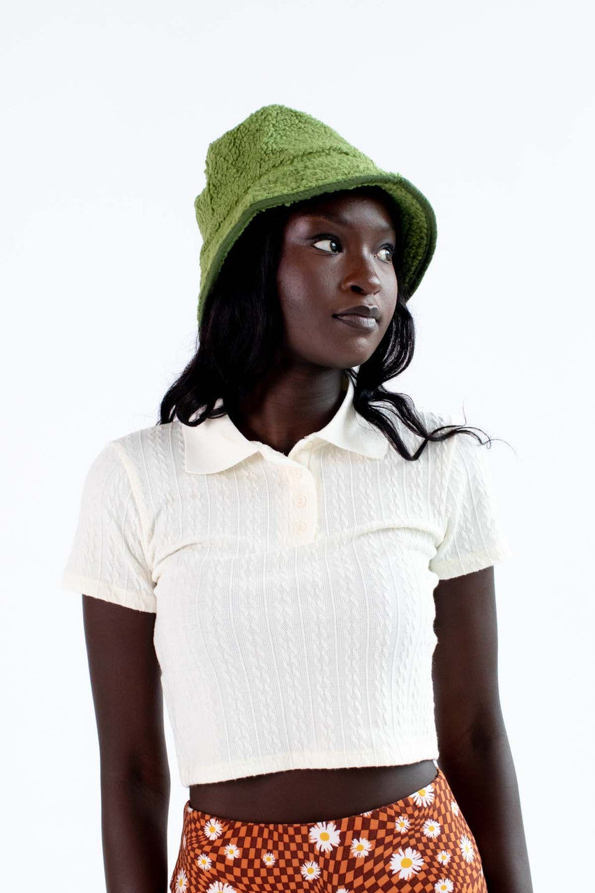 Olive Sherpa Bucket Hat