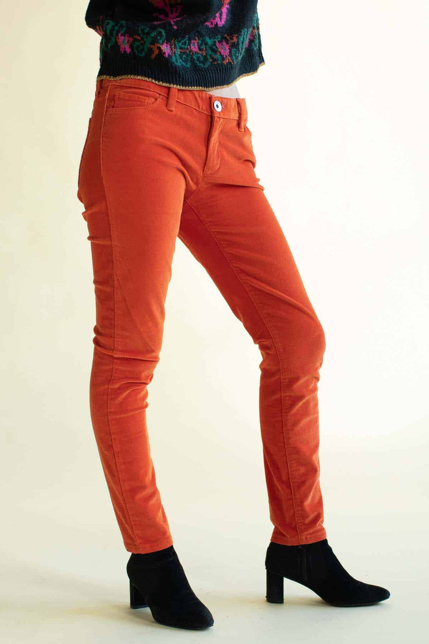 Orange Corduroy Skinny Jeans