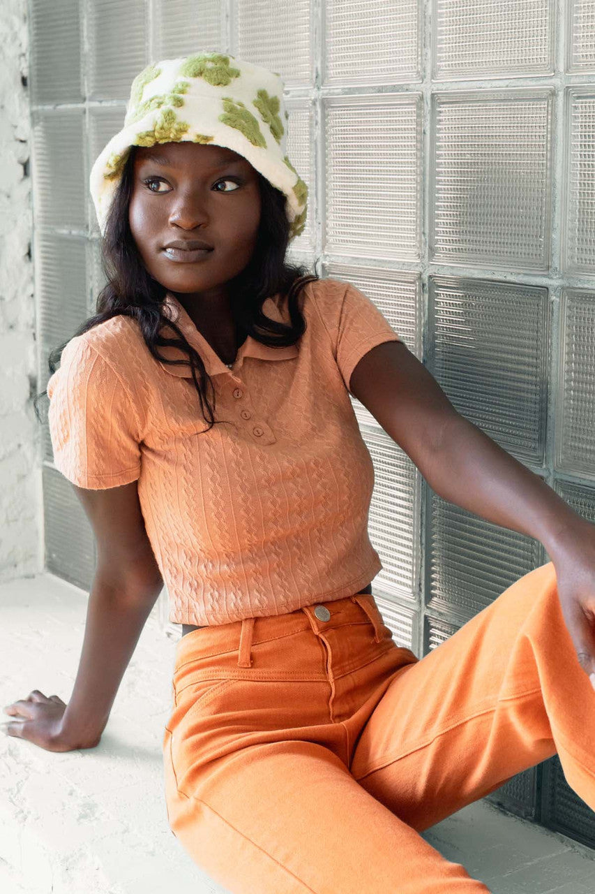 Chocolate Cable Knit Polo