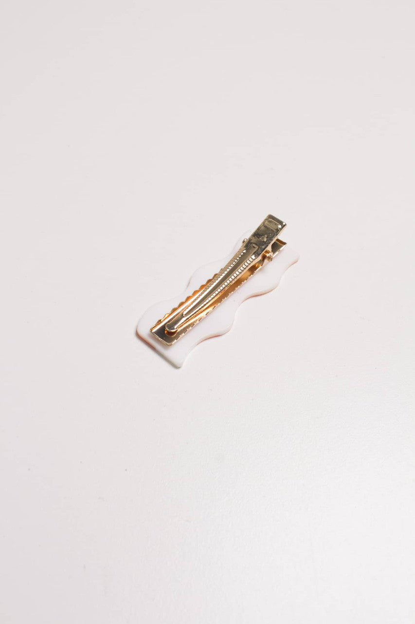 Orange Wavy Checkered Hair Clip