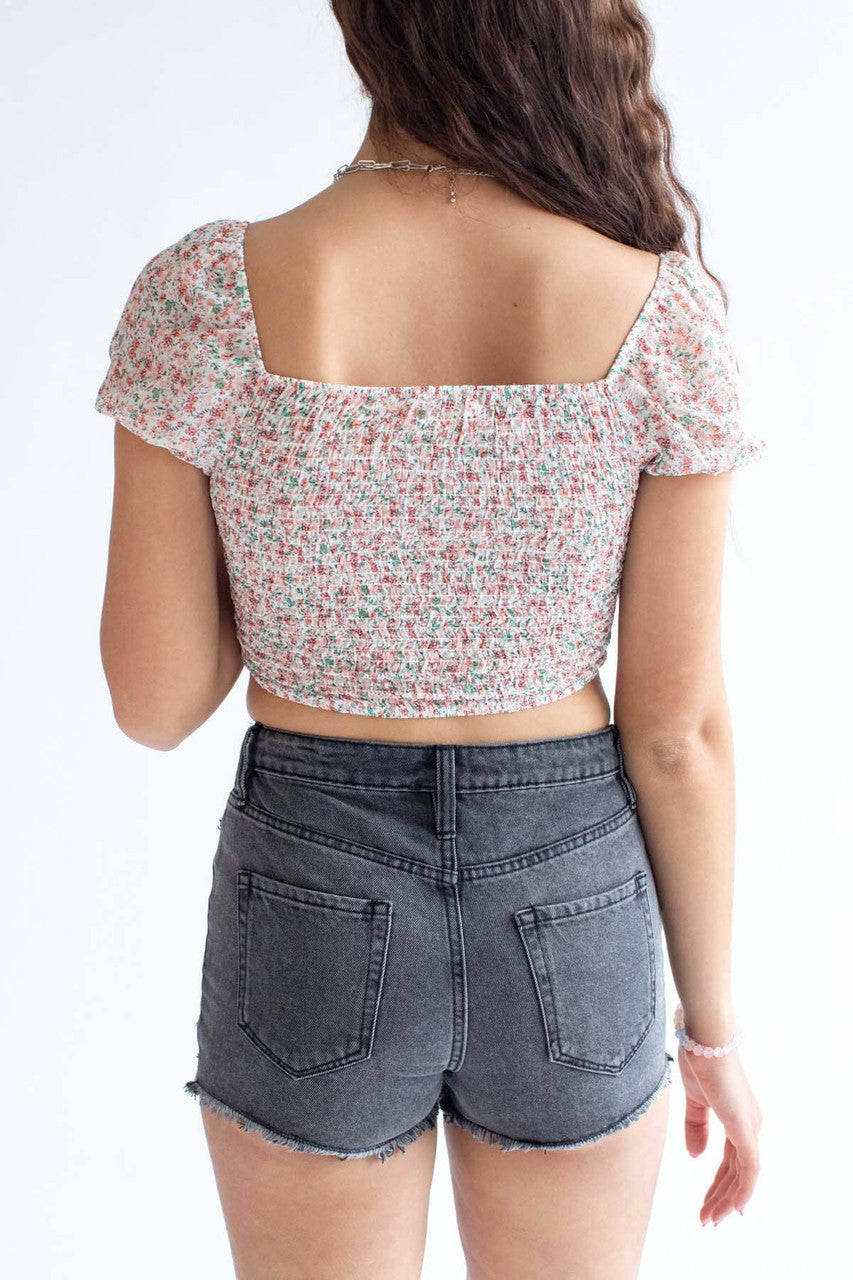 Distressed High Waisted Black Denim Shorts