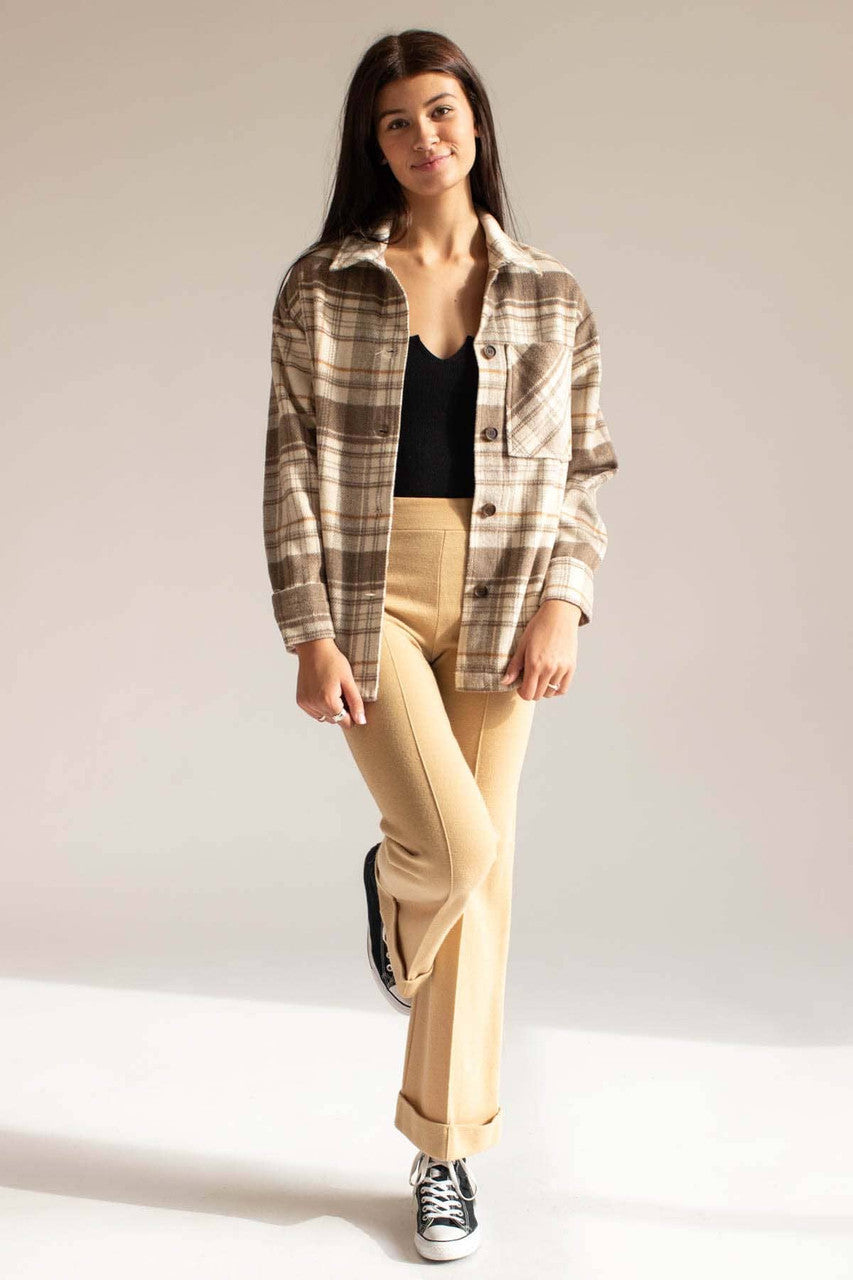 Oversized Beige Plaid Jacket