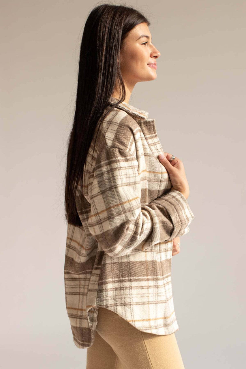 Oversized Beige Plaid Jacket