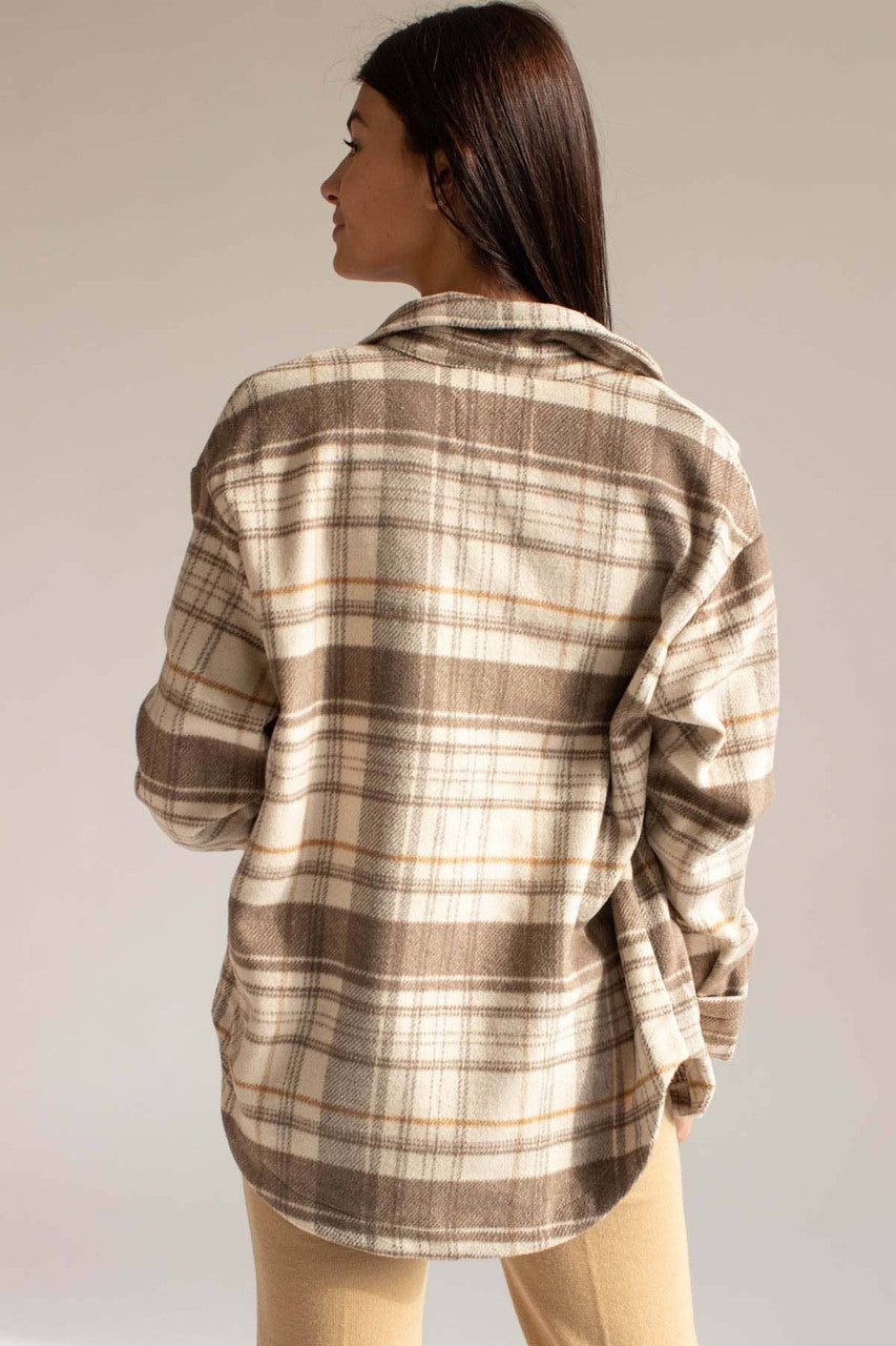 Oversized Beige Plaid Jacket