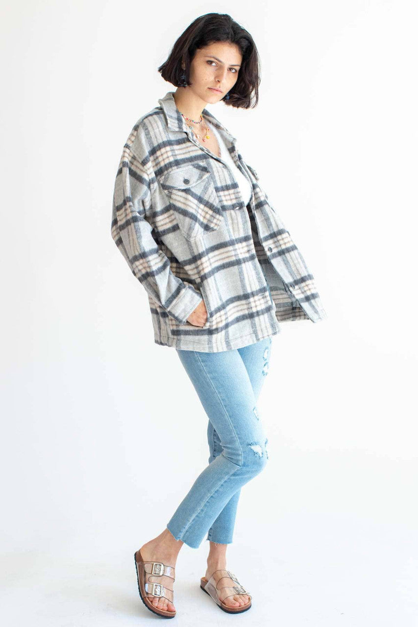 Oversized Grey Plaid Jacket
