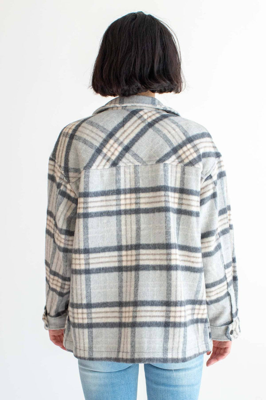 Oversized Grey Plaid Jacket