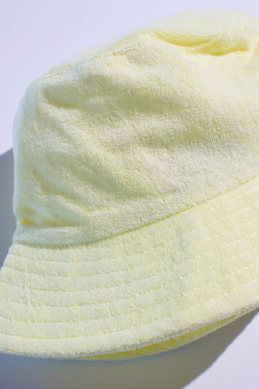 Pale Yellow Terry Cloth Bucket Hat