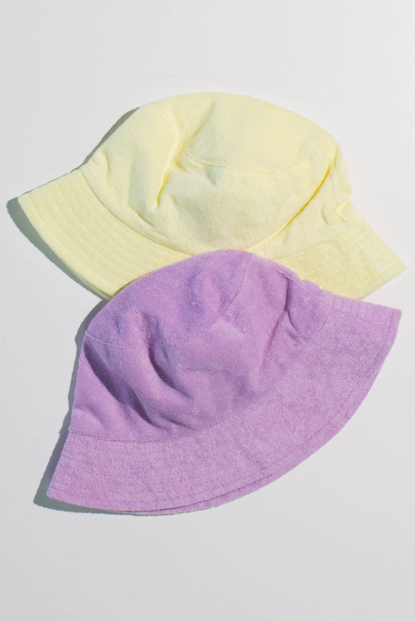 Pale Yellow Terry Cloth Bucket Hat