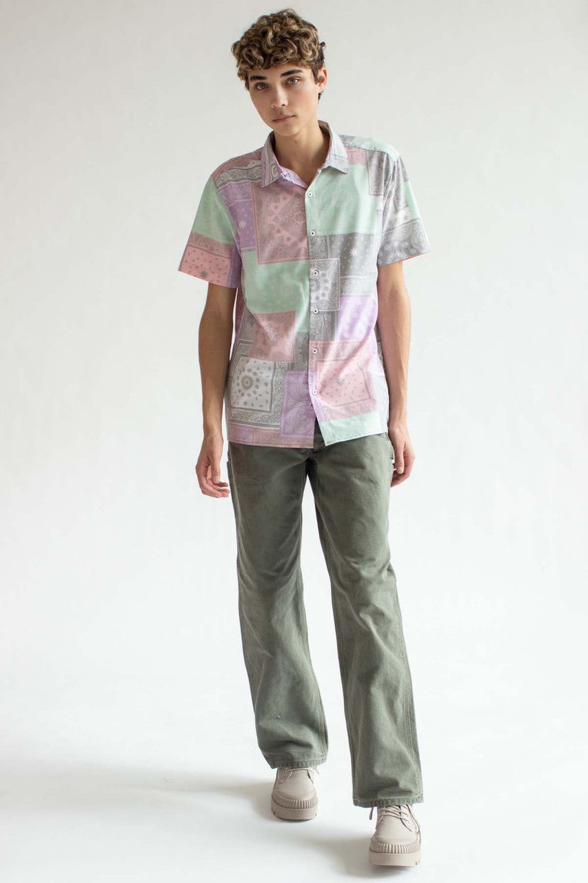 Pastel Bandana Print Button Up Shirt