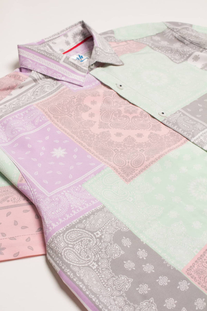 Pastel Bandana Print Button Up Shirt