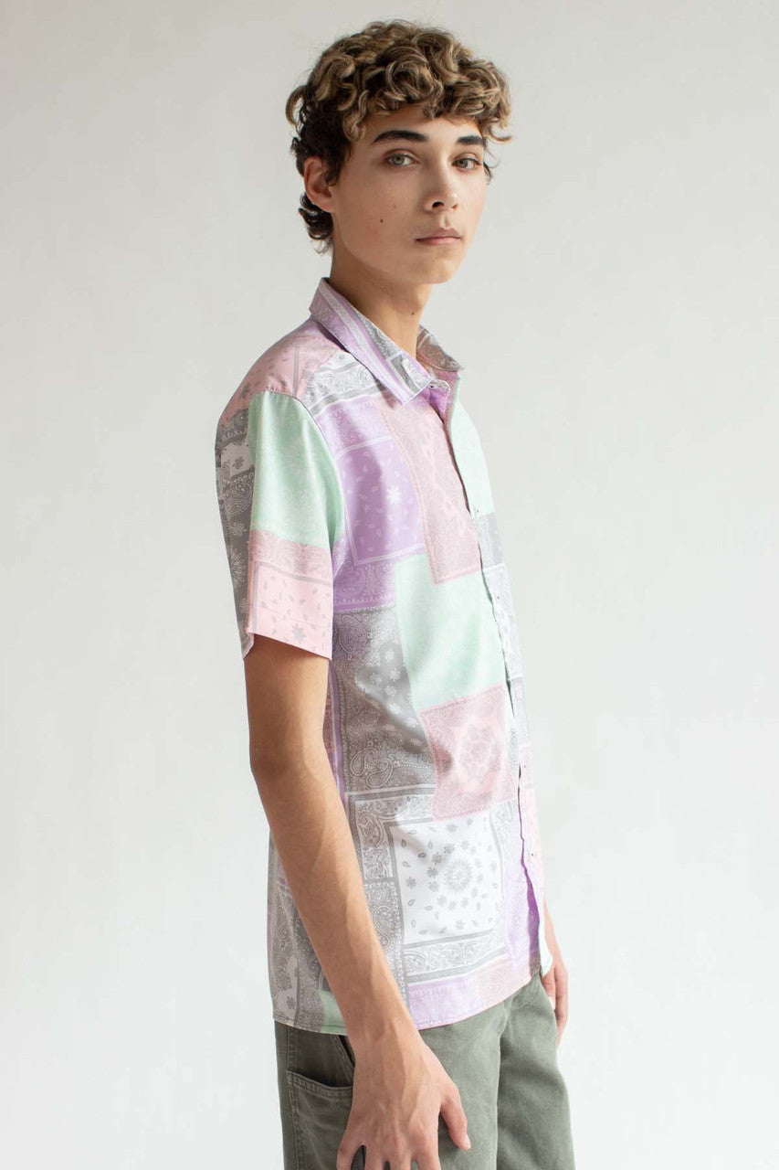 Pastel Bandana Print Button Up Shirt