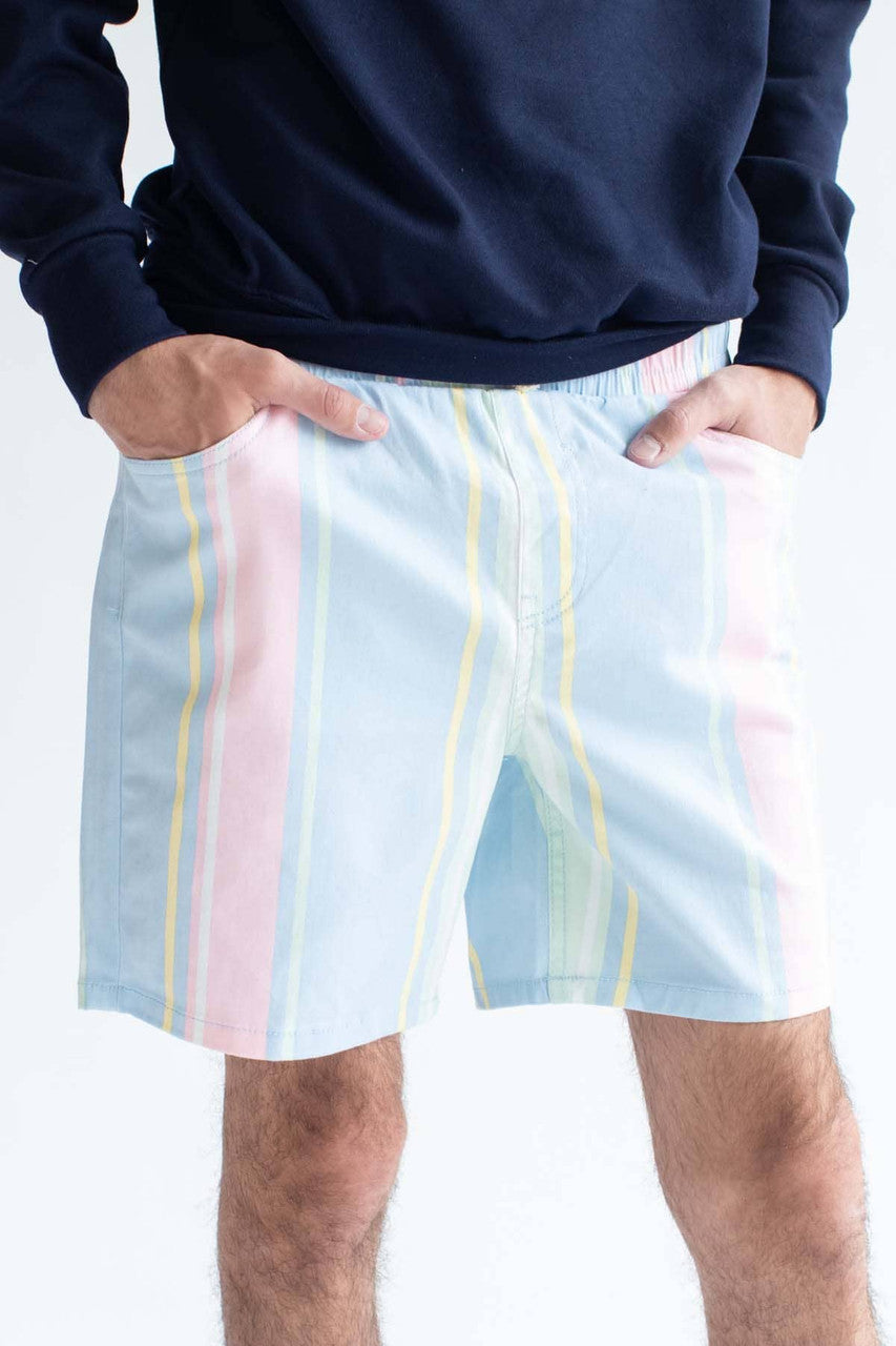 Pastel Striped Stretch Twill Shorts