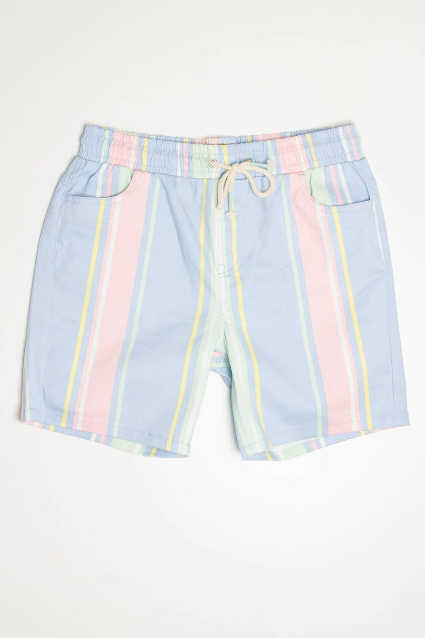Pastel Striped Stretch Twill Shorts
