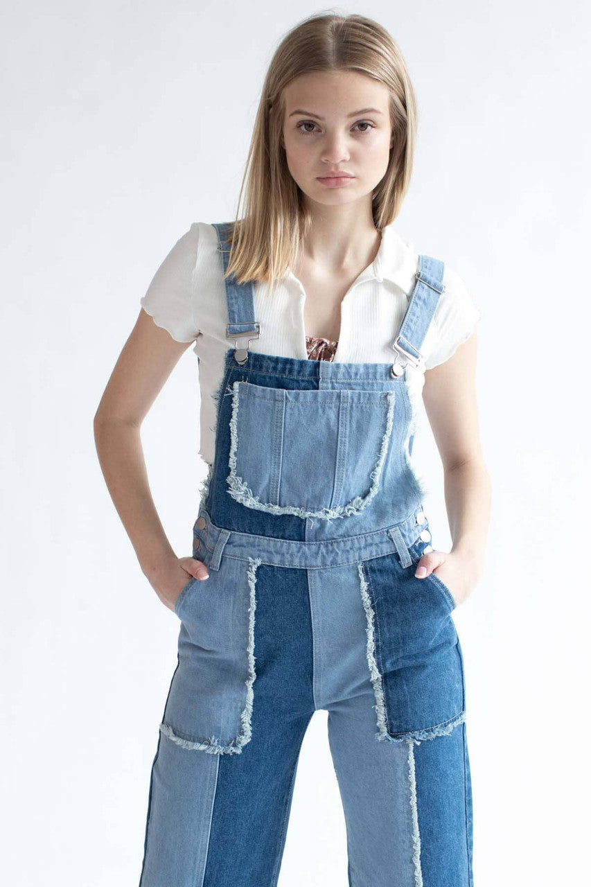 Patchwork Denim Overalls