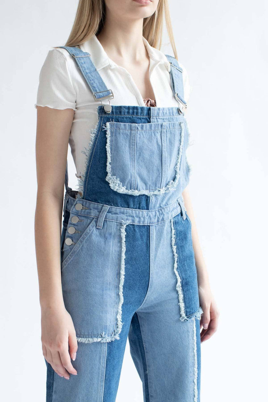 Patchwork Denim Overalls