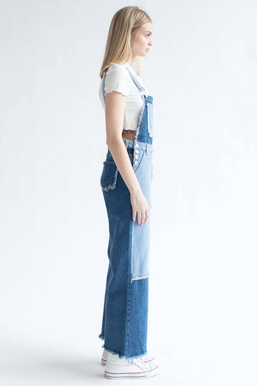 Patchwork Denim Overalls