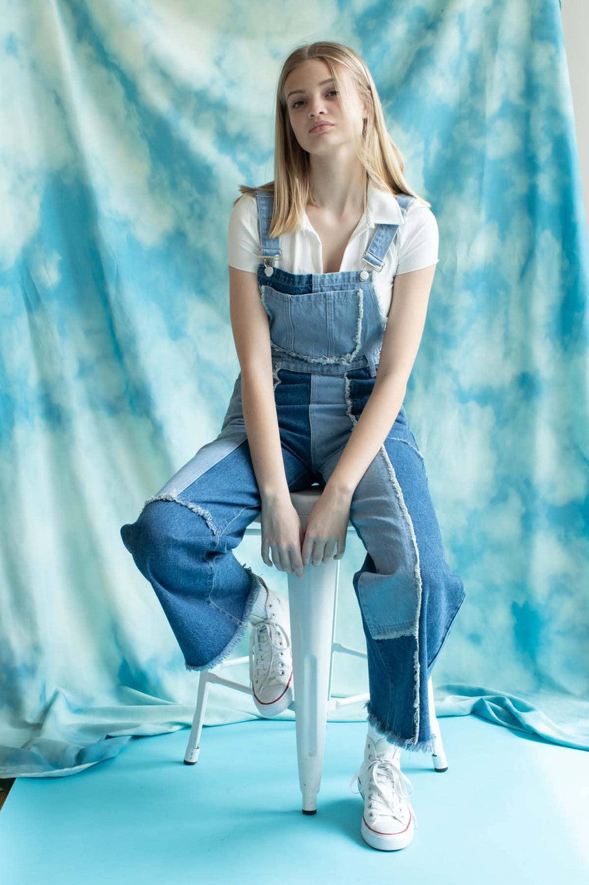 Patchwork Denim Overalls