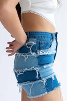 Patchwork Denim Shorts 1