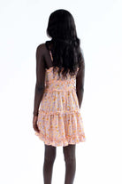 Peach Bold Floral Ruffle Mini Dress
