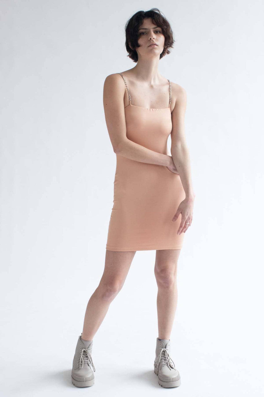 Peach Chain Straps Mini Dress