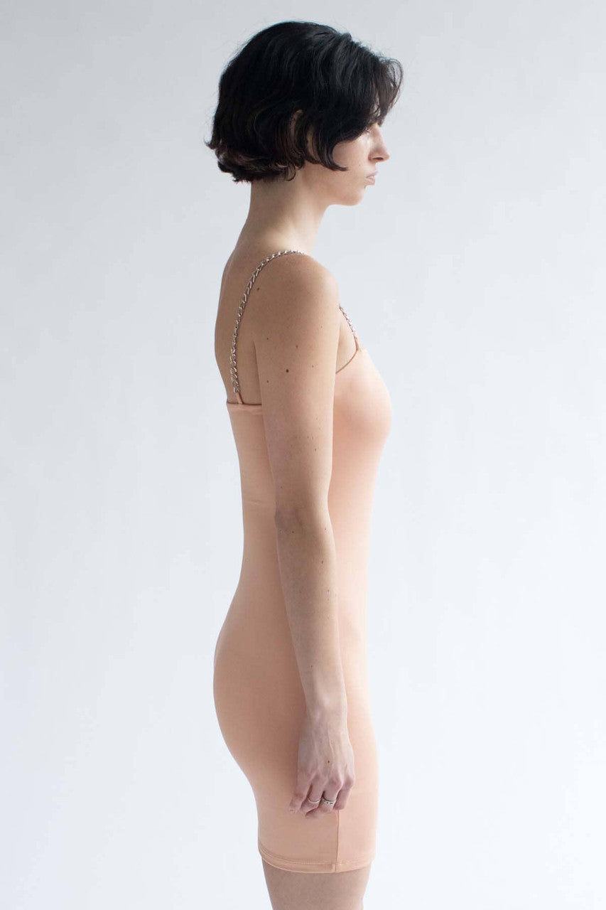 Peach Chain Straps Mini Dress