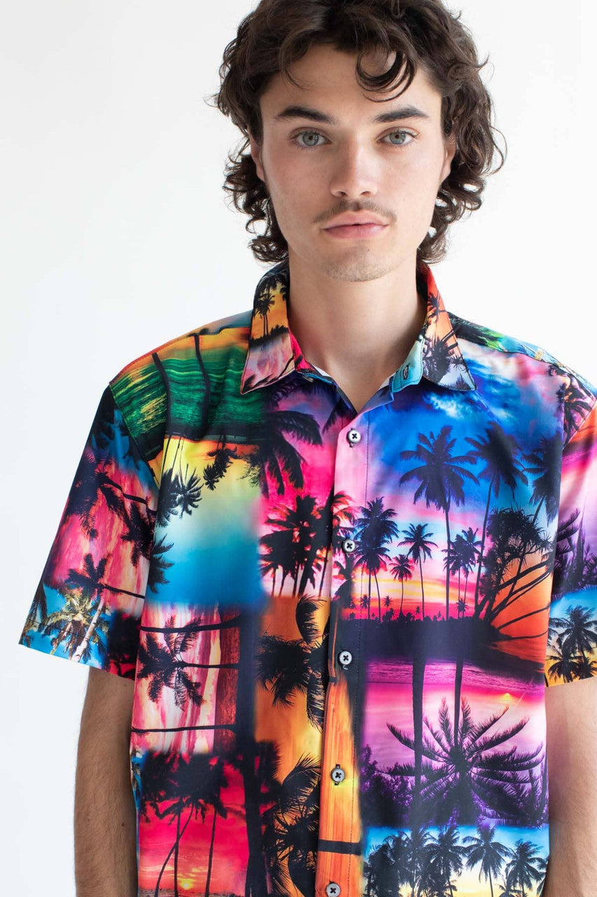 Photographed Palm Trees Button Up Shirt