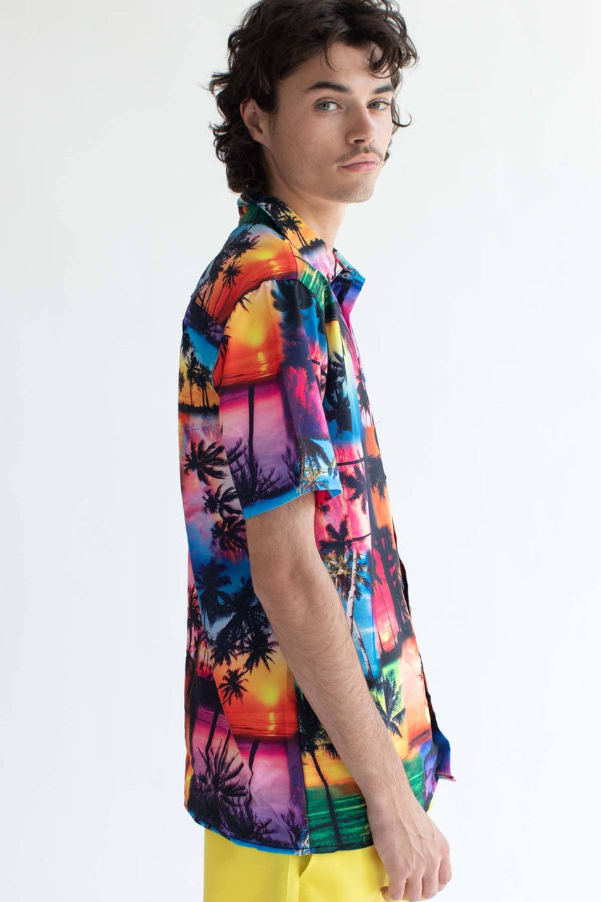 Photographed Palm Trees Button Up Shirt