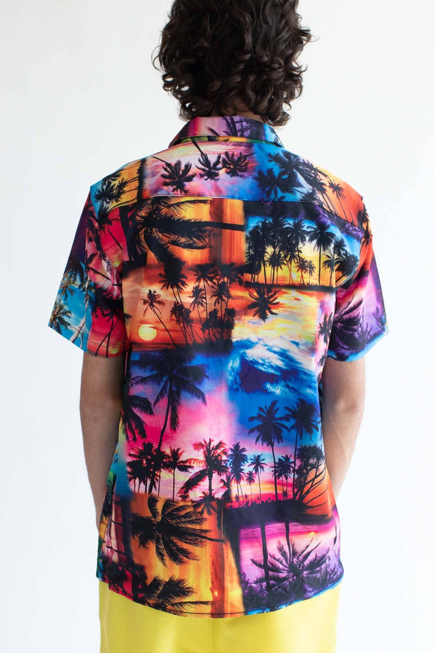 Photographed Palm Trees Button Up Shirt
