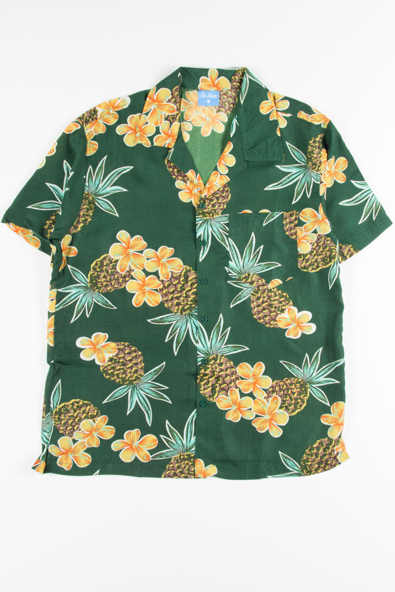 Green Pineapple Floral Hawaiian Shirt