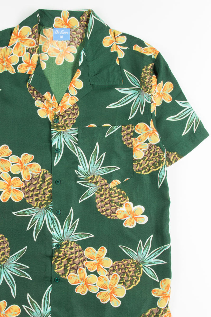 Green Pineapple Floral Hawaiian Shirt