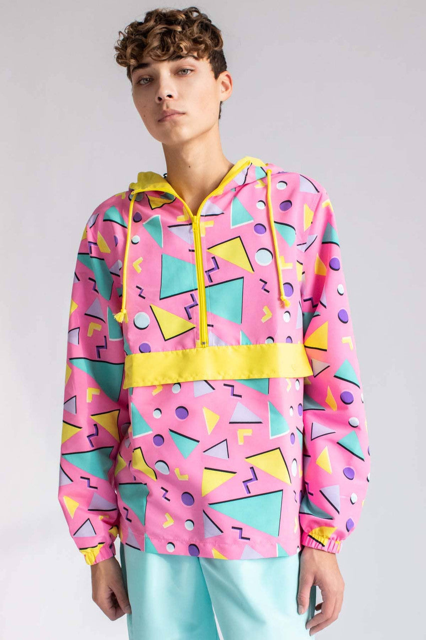 Pink Floating Triangles Windbreaker