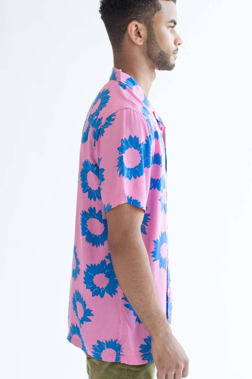 Pink & Blue Sunflower Hawaiian Shirt