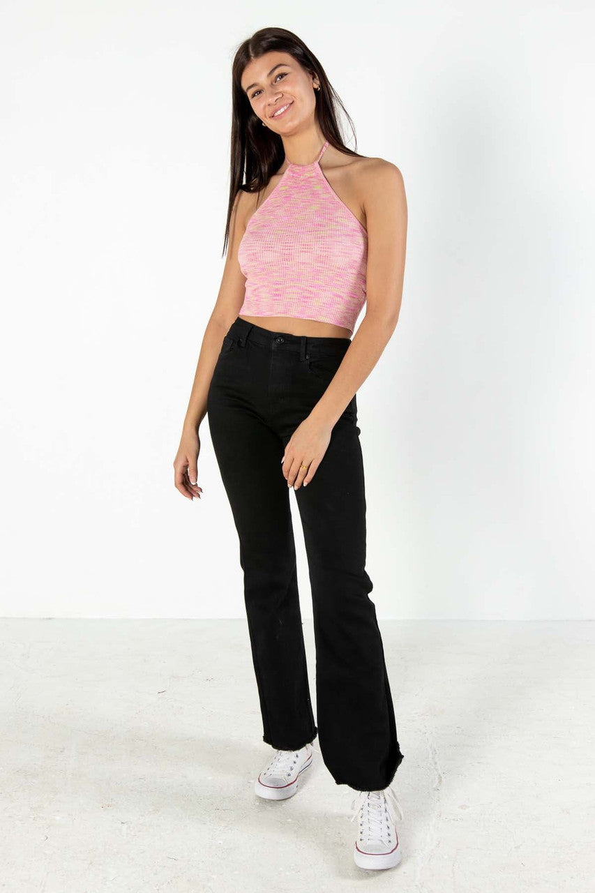 Pink Blossom Space Dye Knit Halter Top