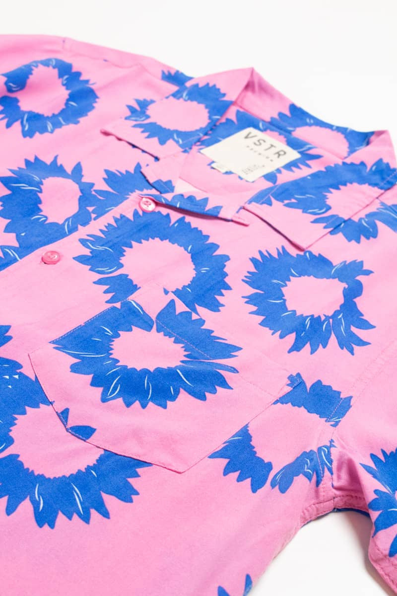 Pink & Blue Sunflower Hawaiian Shirt