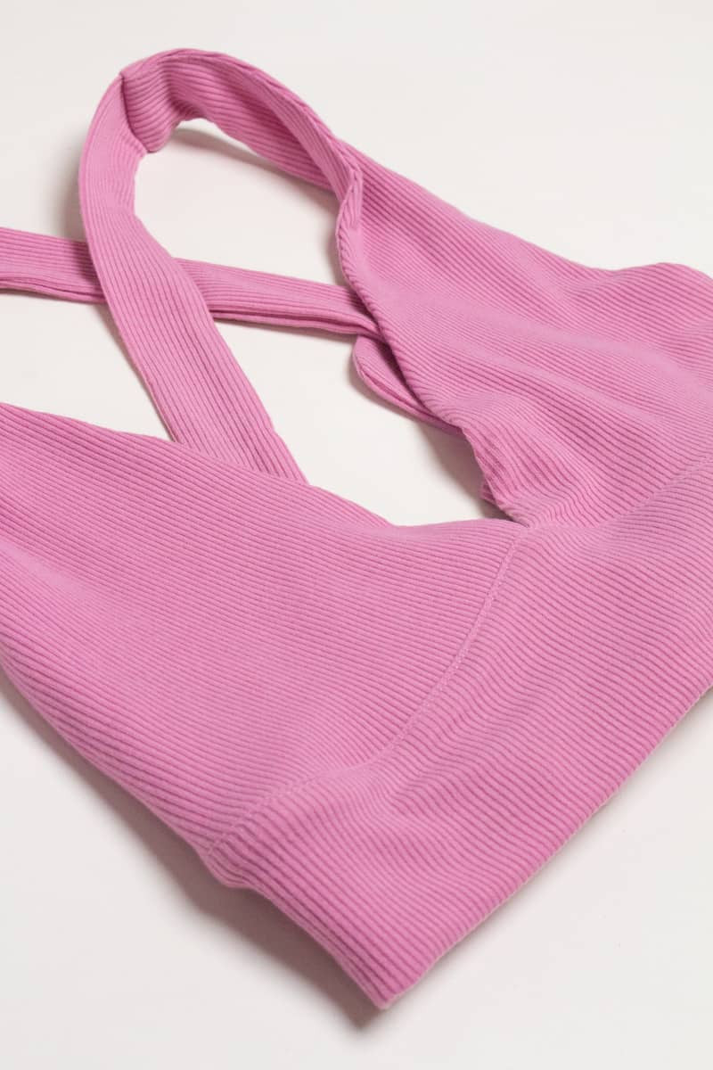 Pink Cross Tie Back Bralette