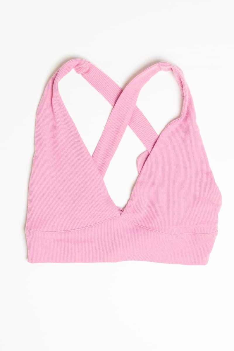 Pink Cross Tie Back Bralette