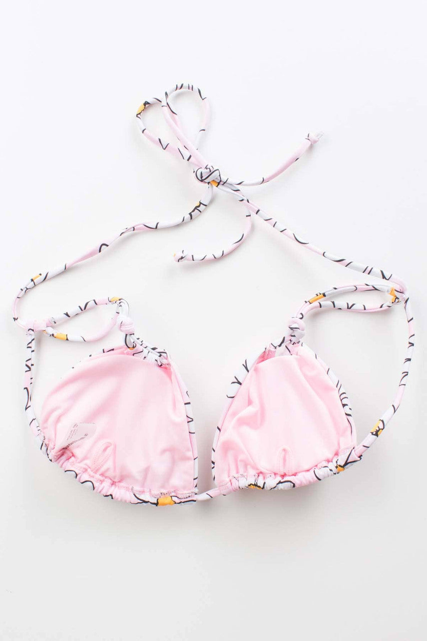 Pink Daisy String Bikini Top