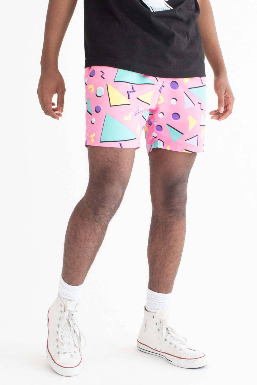 Pink Floating Triangles Volley Shorts