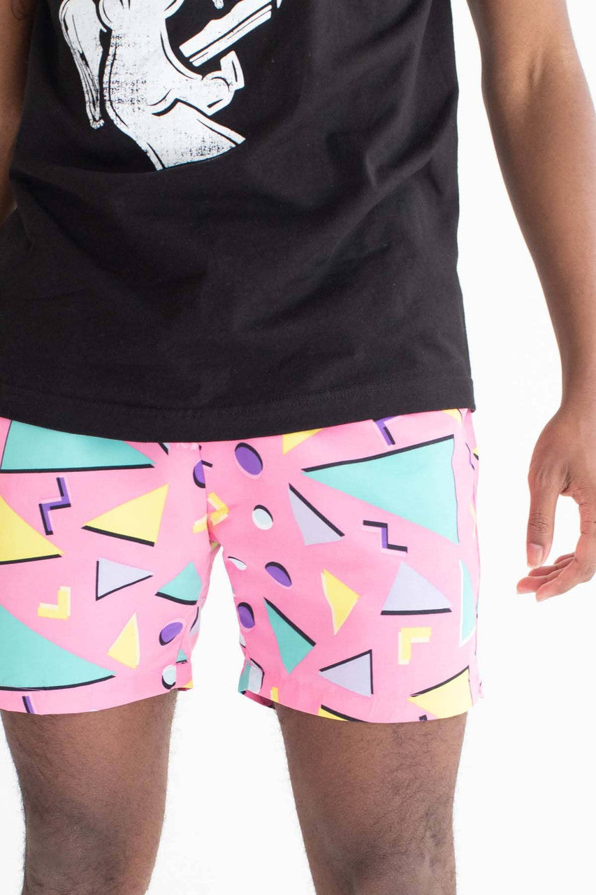 Pink Floating Triangles Volley Shorts