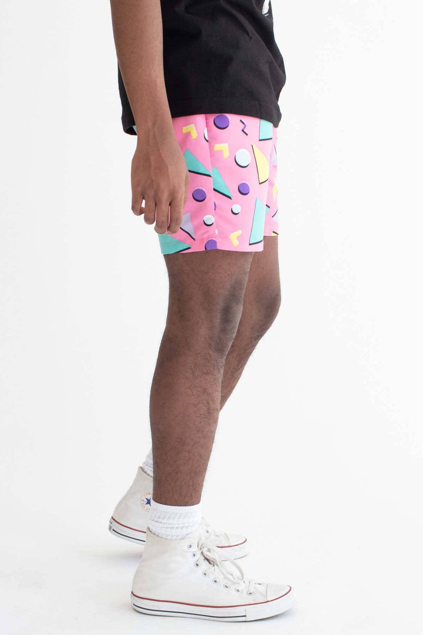 Pink Floating Triangles Volley Shorts