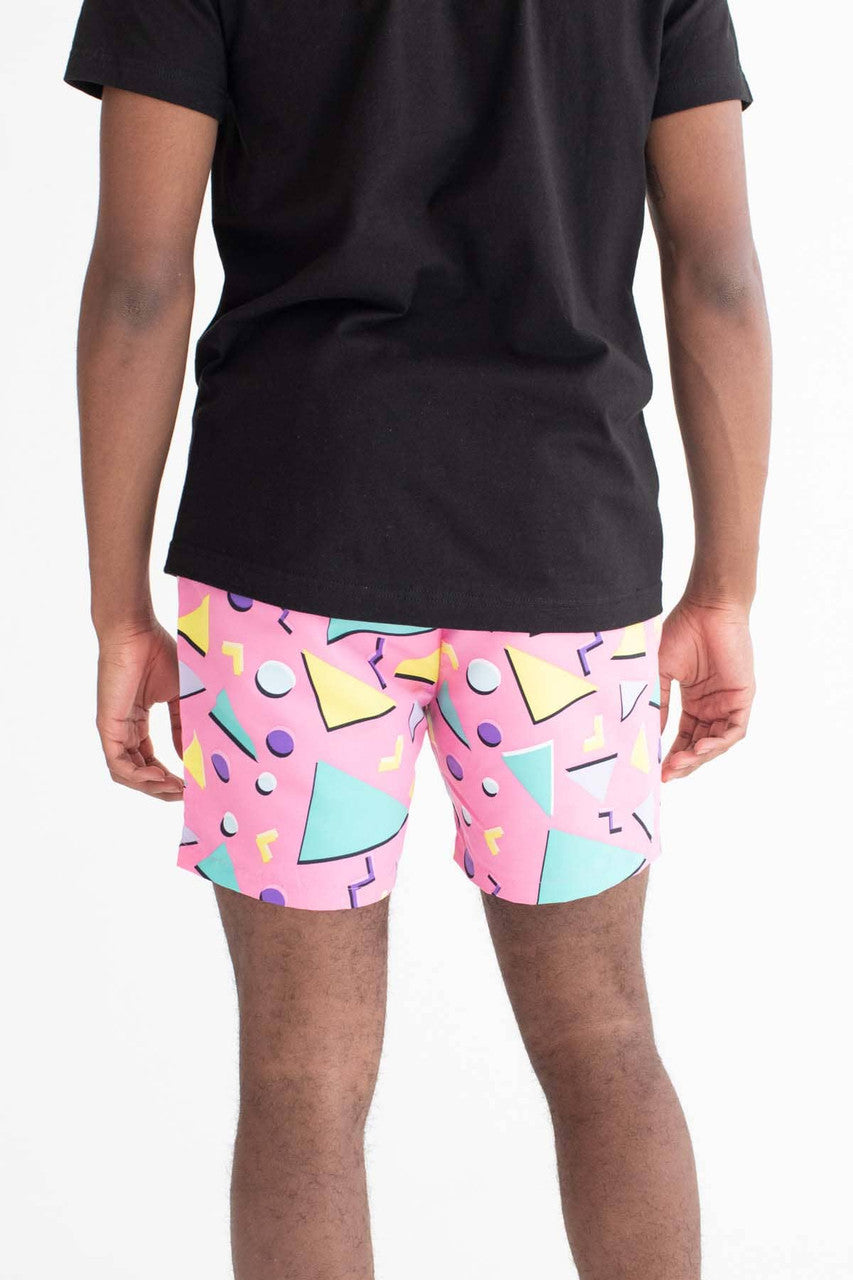 Pink Floating Triangles Volley Shorts