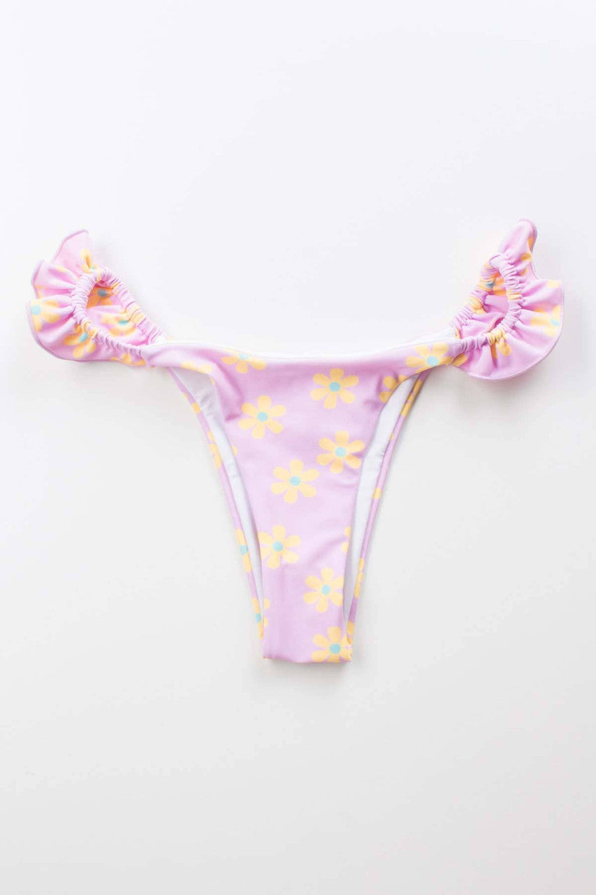Pink Frilled Daisy Cheeky Bikini Bottom