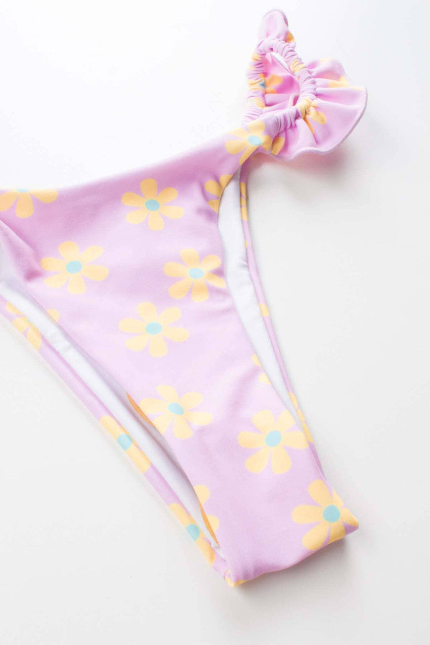 Pink Frilled Daisy Cheeky Bikini Bottom