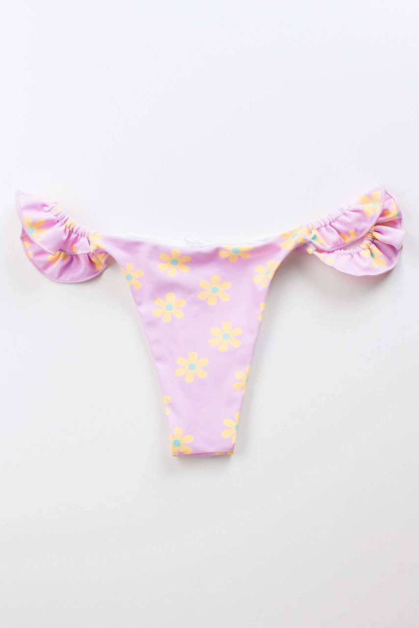 Pink Frilled Daisy Cheeky Bikini Bottom