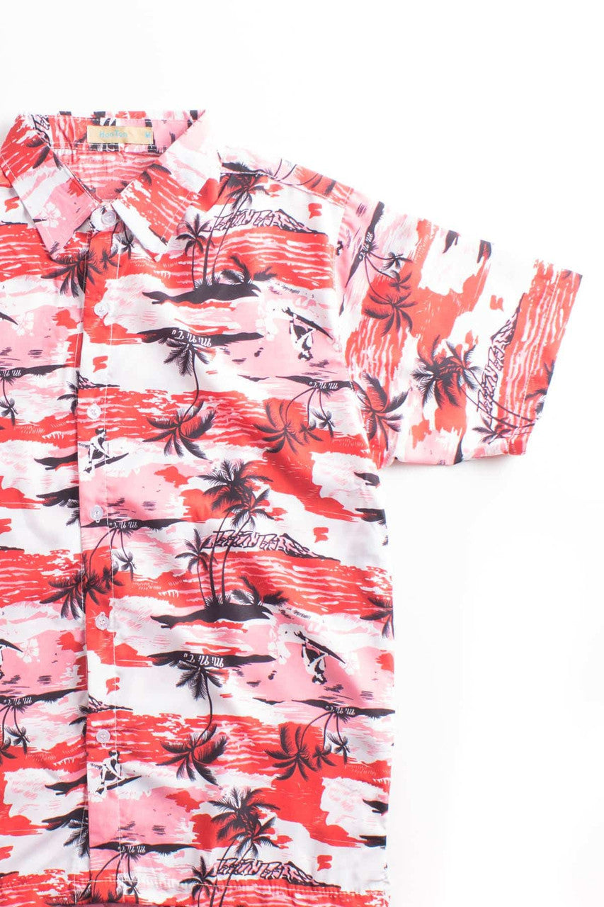 Red Surfing Hawaiian Shirt