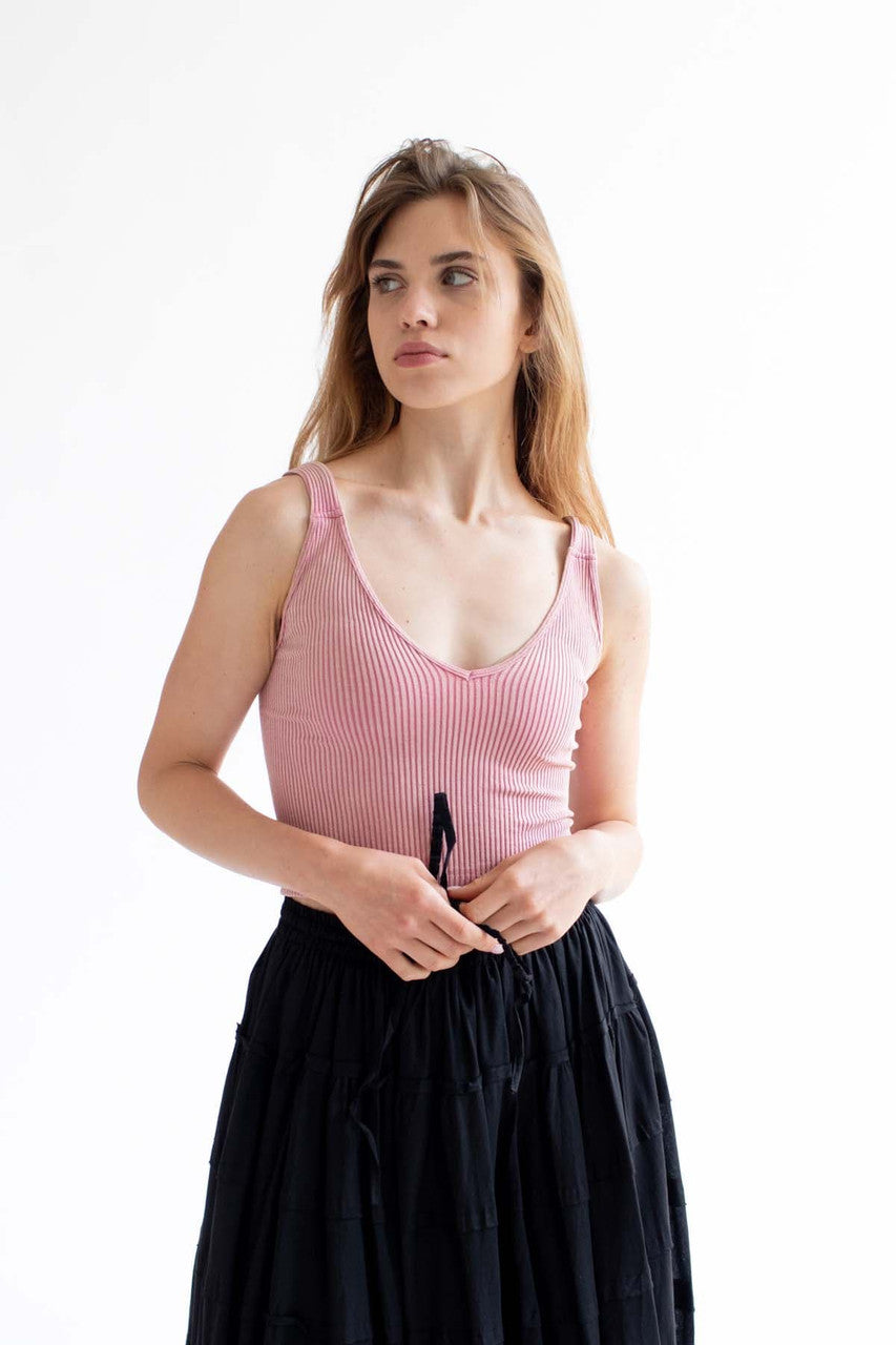 Pink Heavy Ribbed Seamless Tank